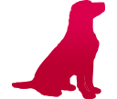 Senior dog icon in red